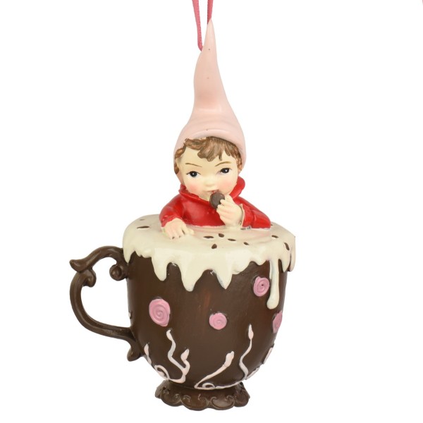 Kind im Tasse Aufhänger 11,5 cm Braun K703655b