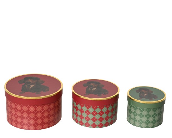 3er Set Geschenkschachteln in 3 Farben - D.18cm K374413