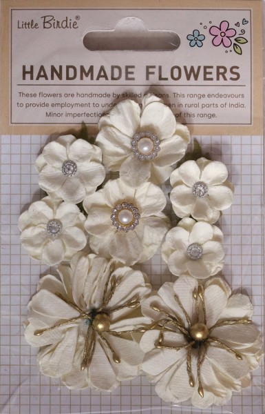 Papierblumen "Leora" Ivory Pearl 10 St CR103256