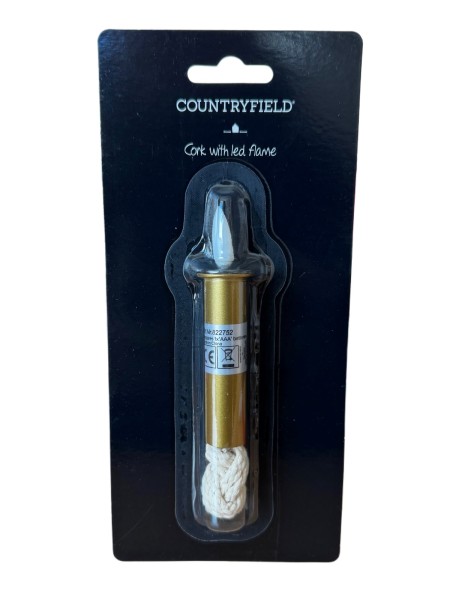 Kork mit LED Flamme - gold