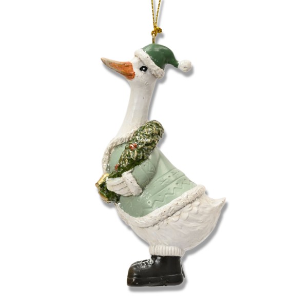 Deko Figur "Gans mit Kranz" Grün - 10,5 cm K704766-b