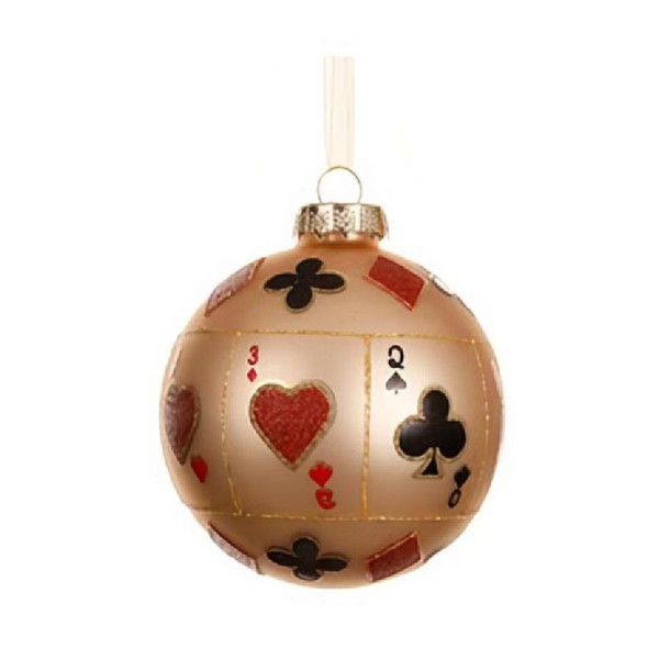 Handgemachte Weihnachtskugel aus Glas "Karten groß" - Rosé K071002-b