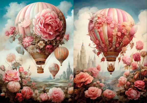 Reispapier "Balloons and Blooms" 2