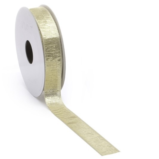 Dekoband "Scarlet ribbon wired" 20m - Weißgold V5730.2025.09