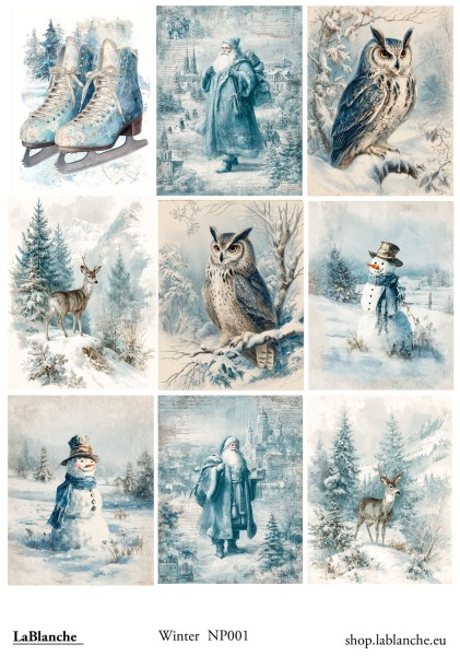Natural Papier "Weihnachten Blau" - Cut out Sheet #1