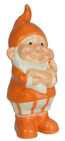 Deko Zwerg aus Porzellan (Mit Blume) Orange - 25cm K870675-a
