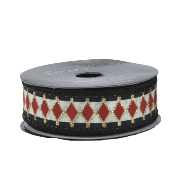 Deko Band Weiß/Rot (Schmal) - 2m K463439-b