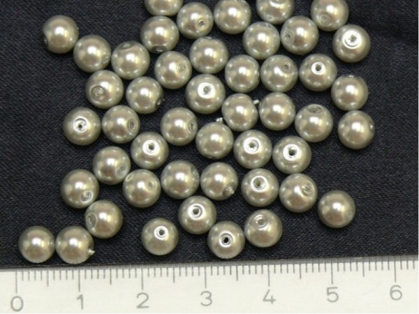 Kunstperlen aus Glas - Silber 6 mm