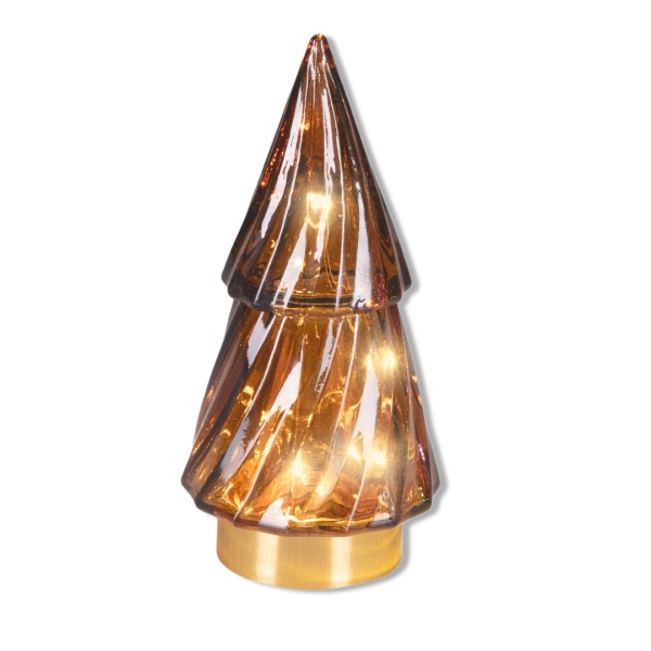 Mini LED Tannenbaum aus Glas - Braun (Glatt) - 12,8cm K481640-b