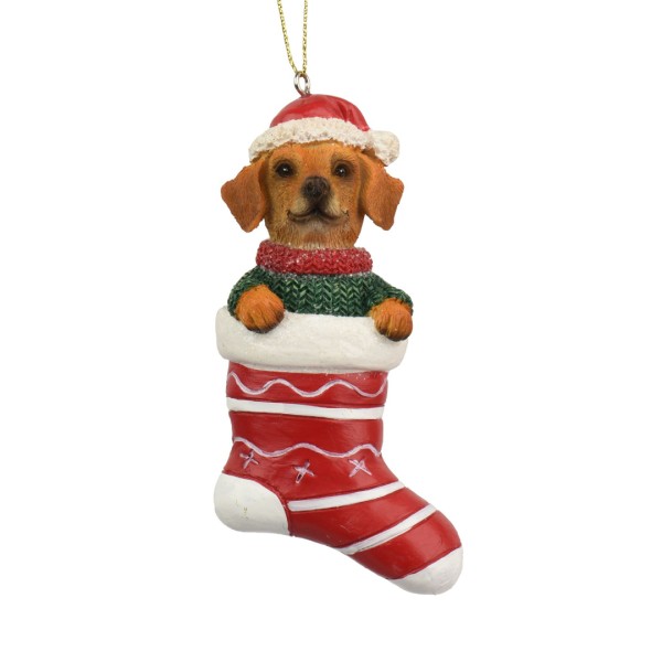 Deko Anhänger "Socke mit Hund" - Rot - 11cm K703578-a