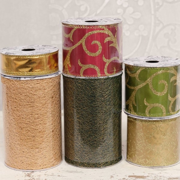 Dekobänder "Weihnachten" - grün/rot/gold