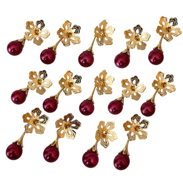 Weihnachts Anhänger "Perle" 14 Stk. - Rot/Gold