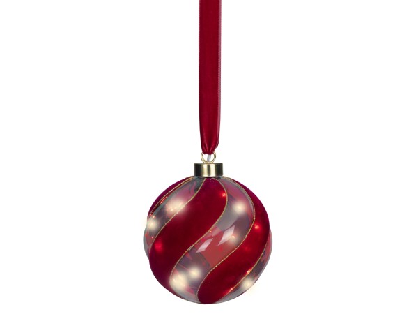 Mikro LED Weihnachtskugel f. Dauerbetrieb mit Timer - Rot K489443