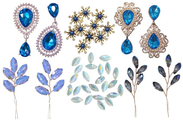 Schmuckelemente Set "Edelsteine - Blau" - ca. 38 Teile