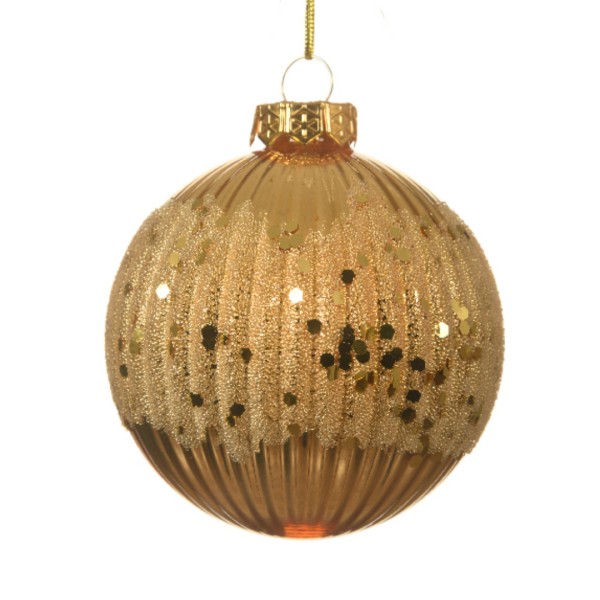 Weihnachtskugel Anhänger Gold m. Glitter K062578-d