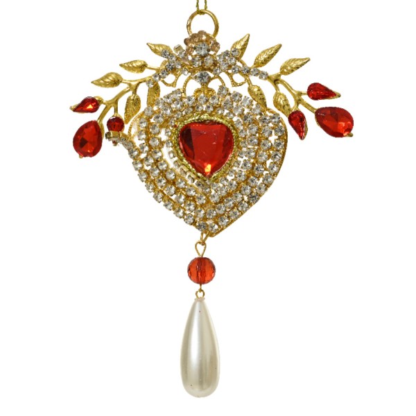 B-Ware - Dekoanhänger "Herz" mit Schmucksteinen Rot