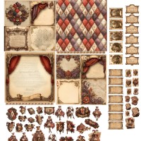 Papierset "Harlekin" - 12 Papiere, 12 Tags, 60 Gelaserte Elemente LBA-Set9 Papierset "Harlekin" - 12 Papiere, 12 Tags, 60 Gelaserte Elemente LBA-Set9