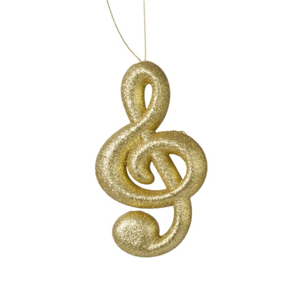 Weihnachtsanhänger Violinschlüssel – Schaumstoff mit Glitter – Gold – 15 cm K457521-a