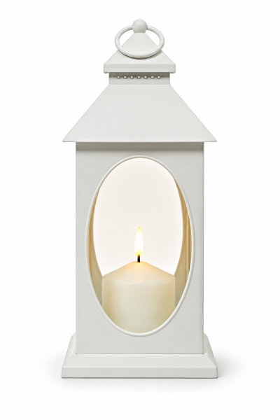 LED Outdoor Kerze mit Laterne - 31cm - Weiß