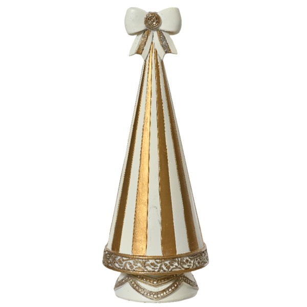 Verzierter Mini-Weihnachtsbaum "Weiß mit goldenen Linien" - 19cm