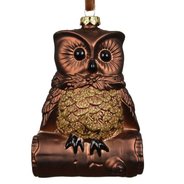 Deko Anhänger "Eule"10cm - Bronze/Dunkelbraun K028203-b