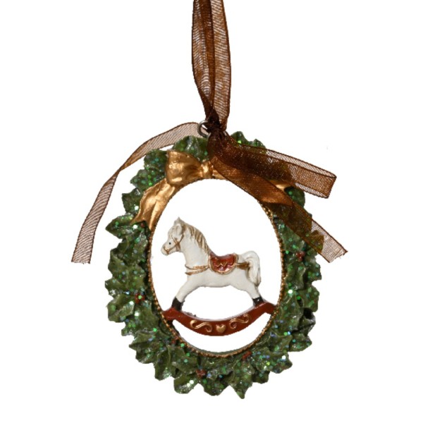 Weihnachtsanhänger mit Schaukelpferd aus Polyresin – 9 cm K535984-c