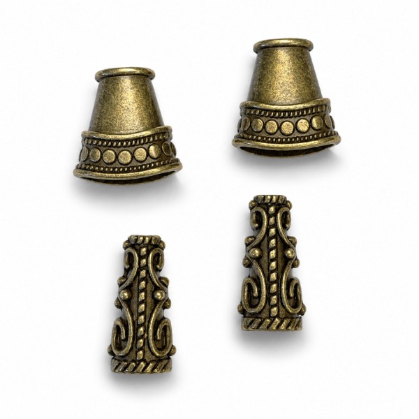 4er Set Quastenkappen aus Messing (2 versch. Designs) - Set 3 LBM246