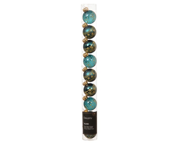 9er Set Weihnachtskugeln 3cm - Smaragd K011817