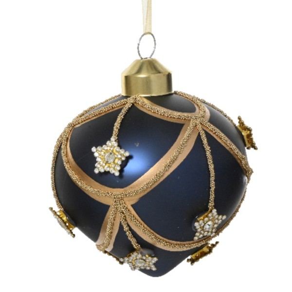 Weihnachtskugel "Rund-Spitz" 8cm - Nachtblau