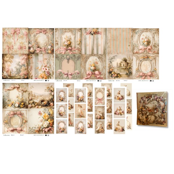Kleines Papierset "Spring / Ostern" - 4x Papiere, 4x Tags, 1x Gelaserte Elemente