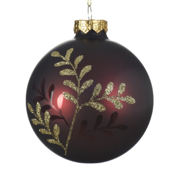 Glas-Kugel - Rot mit gold. Verzierung K062593-a