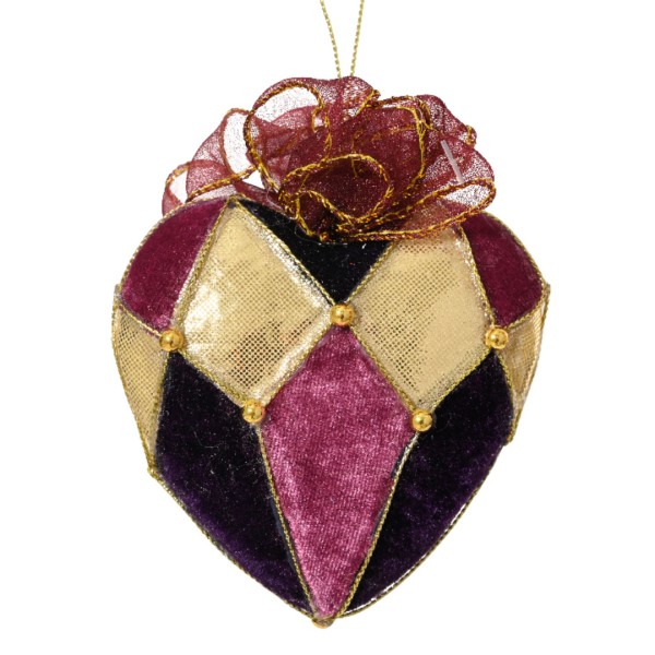 Weihnachtskugel "Herz" 9cm - Schwarz/Rot/Lila K729554-a