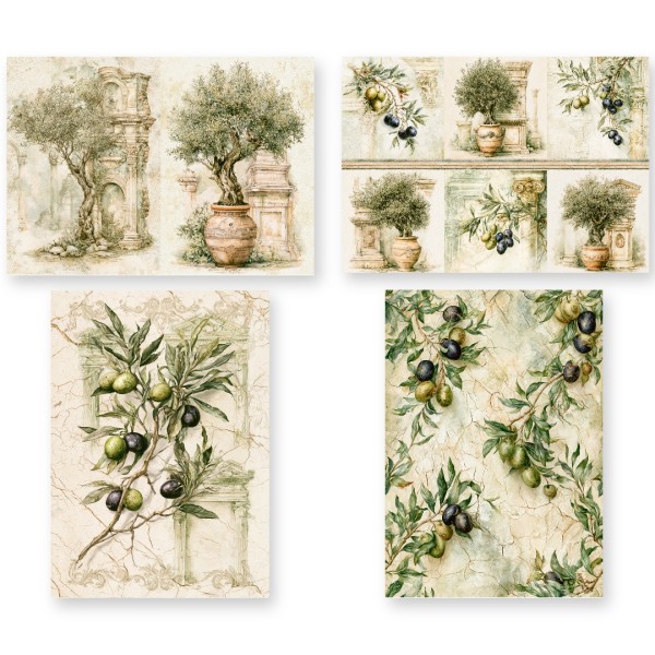 4er Reispapier Set "Olive" LBD557