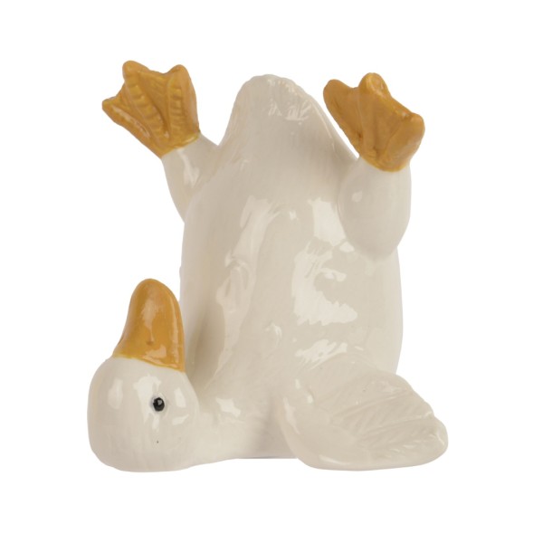 Deko Ente aus Porzellan "Kopfstand" Weiß - 8,5cm K891593-b