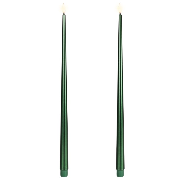 2 LED Kerzen, Wachs, 42,5 cm Grün K480525