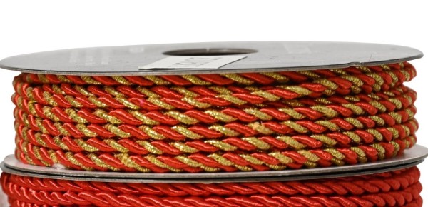 Kordel dünn 2,7 Meter, Rot/Gold gestreift K201875c