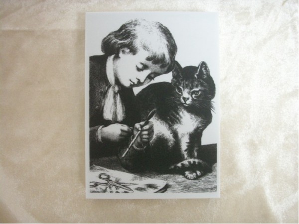 Stempel "Kind mit Katze"