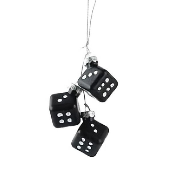 3er Set Weihnachtsanhänger "Würfel" 2,7x2,7cm - Schwarz K129601-a