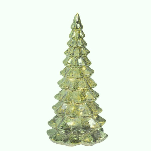 Tannenbaum aus Glas mit LED 21cm Grün/Gold K489487