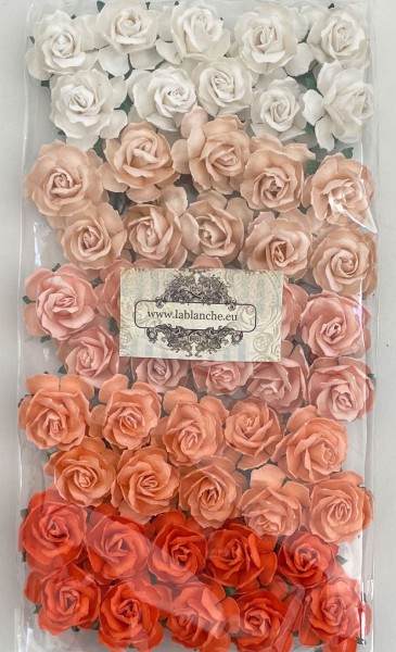 50 Papierblumen Wildrosen Orangetöne