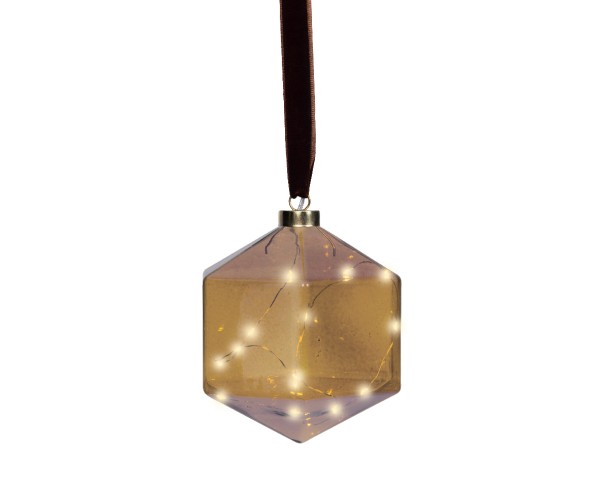 Micro LED Edelstein "Oktagon" Braun - 15 cm K489441