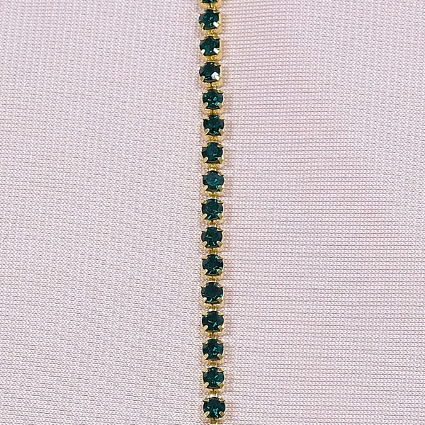 Strasskette "Classic" - Dunkelgrün 2 Meter - 3mm Breit