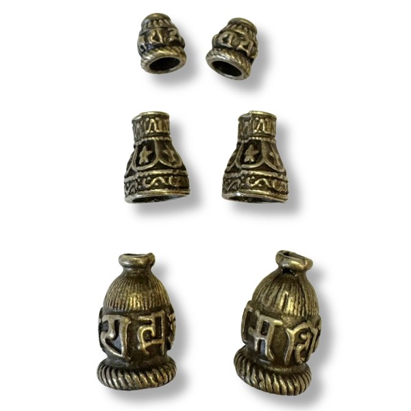 6er Set Quastenkappen aus Messing ( 3 versch. Designs) - Set 2