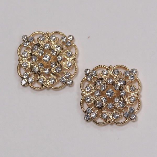 Strasselemente Broschen 2er Set - 3,5 cm