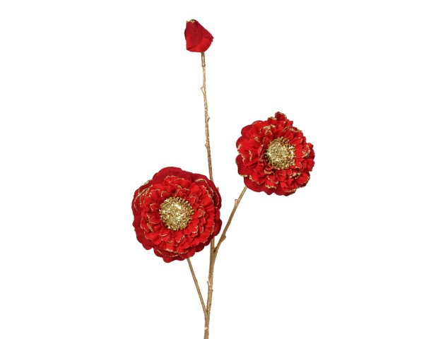 Großer Dekozweig 74cm - Rot/Gold