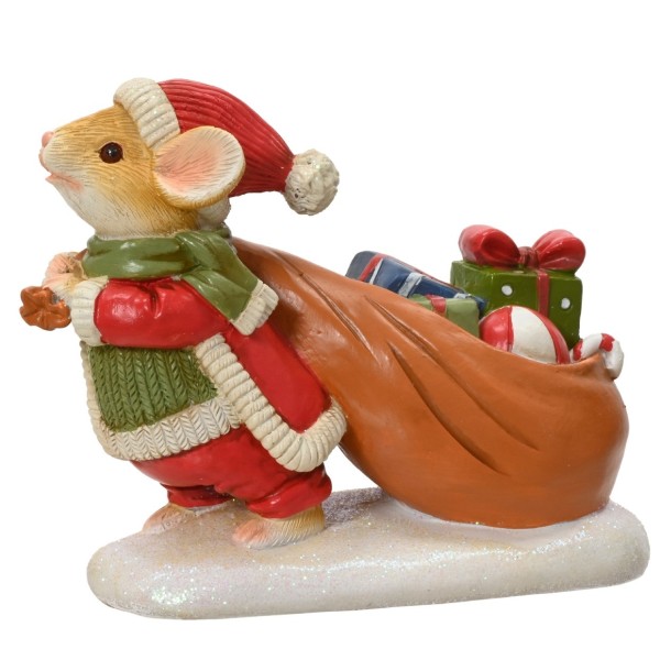 Weihnachtsmaus mit Geschenke 14 cm K703710a
