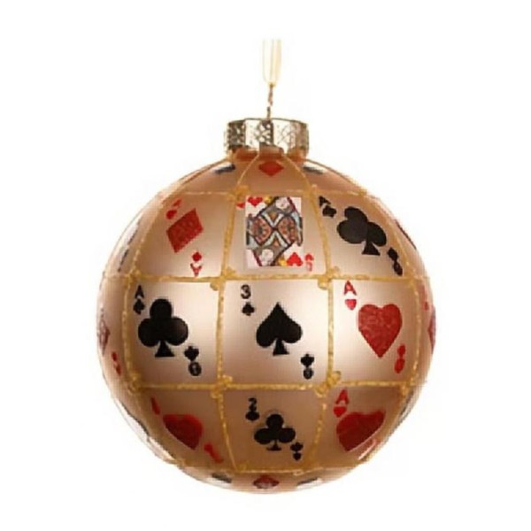 Handgemachte Weihnachtskugel aus Glas "Karten klein" - Rosé K071002-a