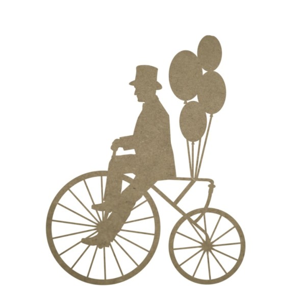 MDF Silhouette "Mann auf Fahrrad" - 6cm SSML014A