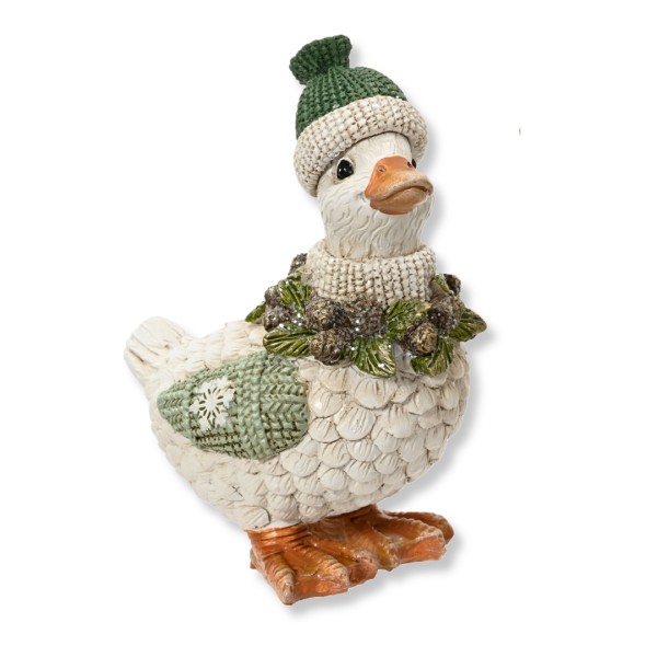 Deko Gans Figur mit Mütze 13,5cm - Grün K704765-a