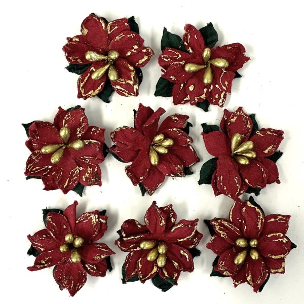 Handgemachte Weihnachtspapierblumen "Merry Poinsettia" (8 Stk.) CR106393